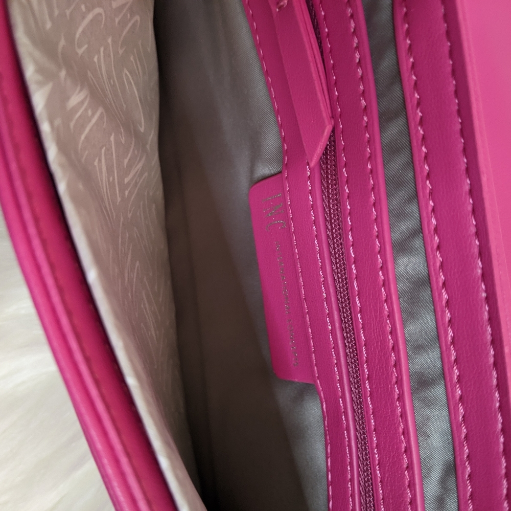 Last One! INC International Concepts Fuschia Neon Pink Bowah Clutch Large Bow - Picture 5 of 8